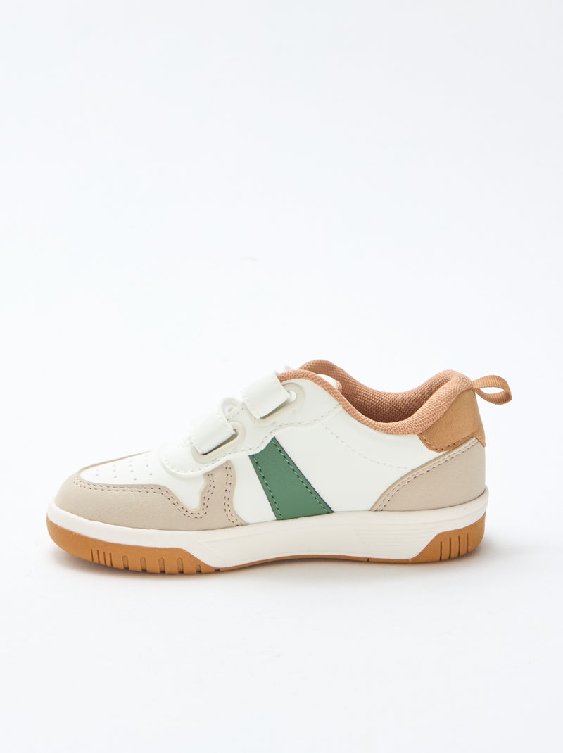 Sapatilhas com velcro em imitação quadricolor Branco - Kiabi