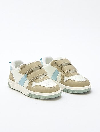 Sapatilhas com velcro em imitação quadricolor