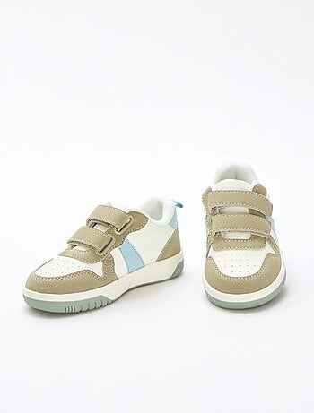 Sapatilhas com velcro em imitação quadricolor