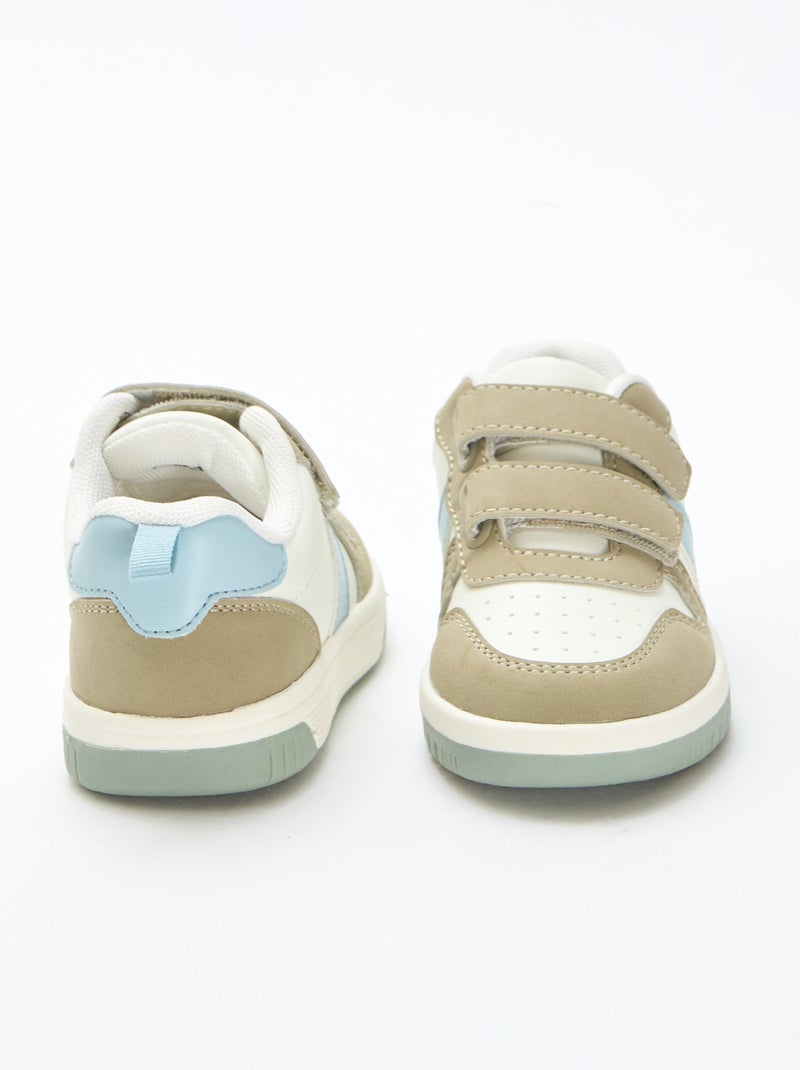 Sapatilhas com velcro em imitação quadricolor Caqui - Kiabi