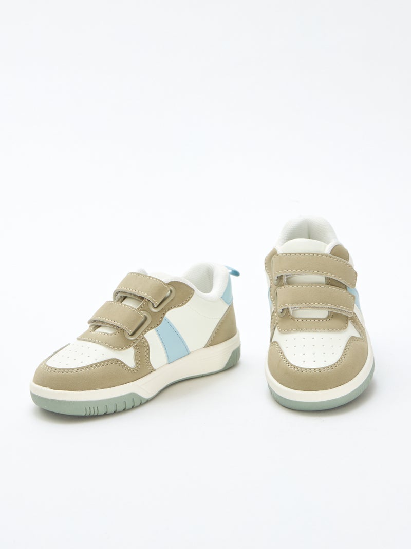 Sapatilhas com velcro em imitação quadricolor Caqui - Kiabi