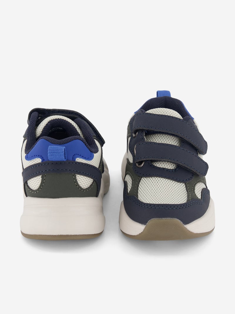 Sapatilhas com velcro tricolores Azul - Kiabi