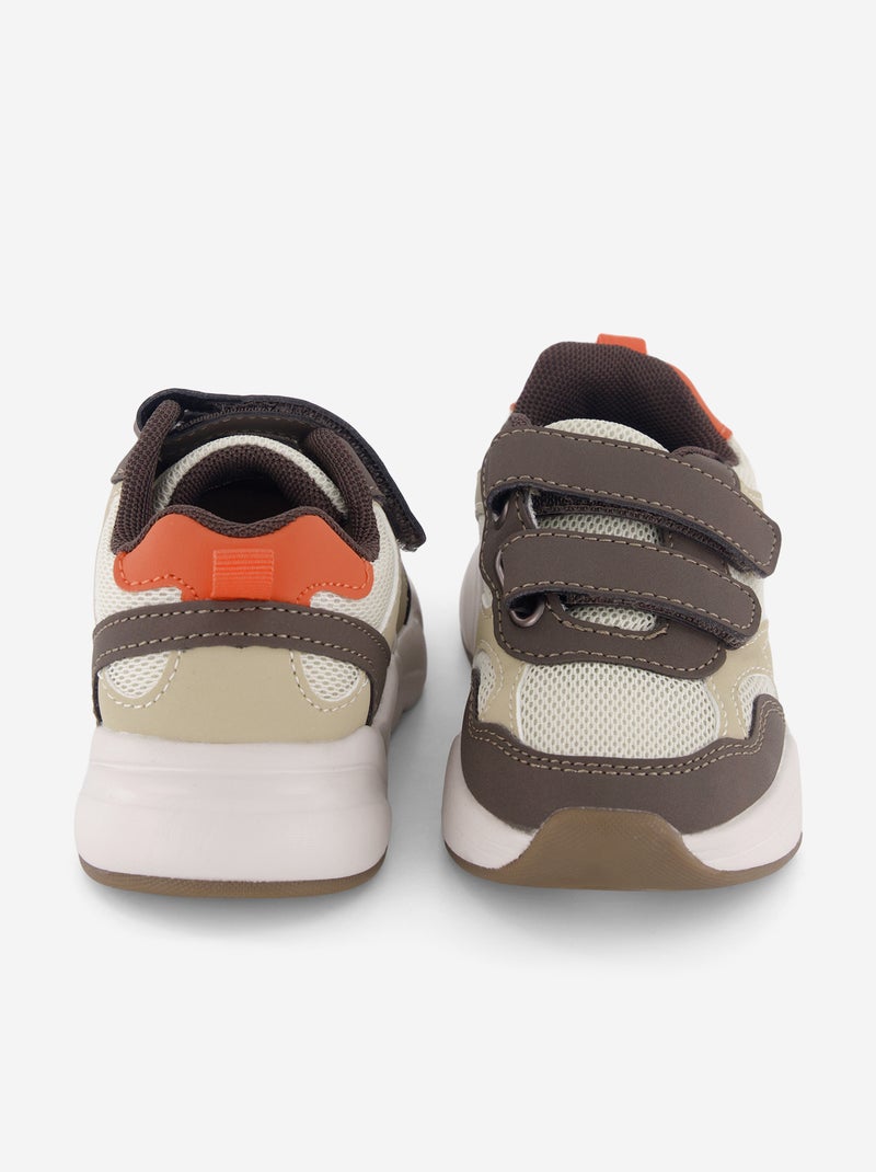 Sapatilhas com velcro tricolores Castanho - Kiabi