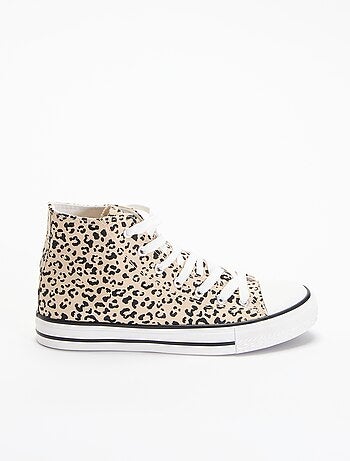 Sapatilhas de cano alto de lona com estampado de leopardo