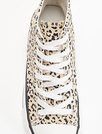 Sapatilhas de cano alto de lona com estampado de leopardo