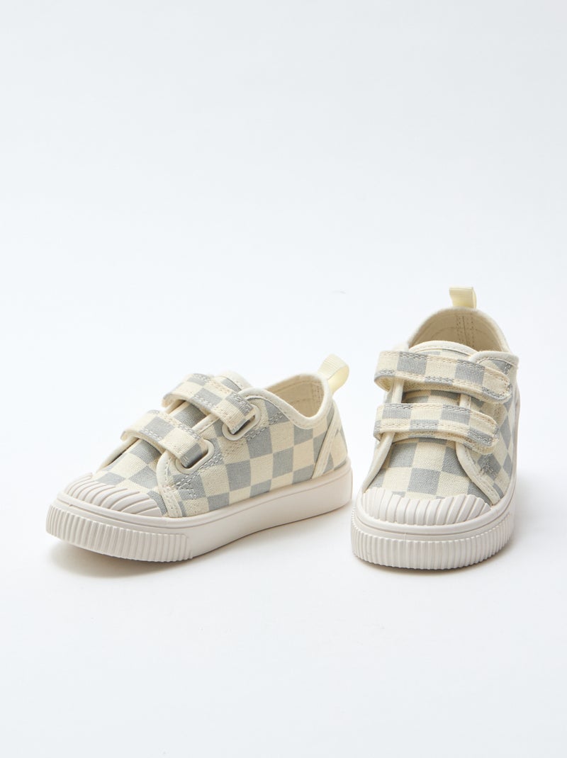 Sapatilhas de lona com estampado axadrezado Azul - Kiabi