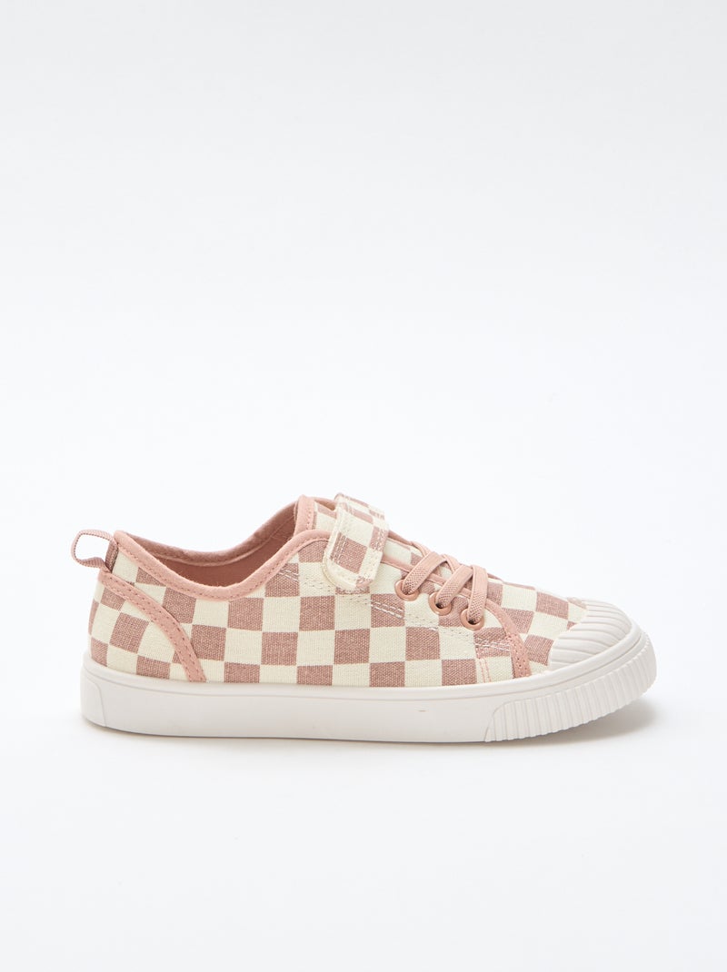 Sapatilhas de lona com estampado axadrezado Rosa - Kiabi