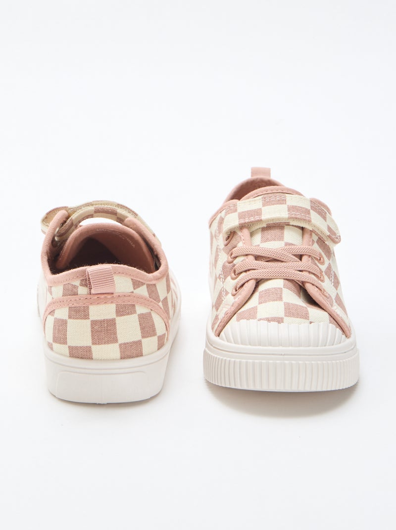 Sapatilhas de lona com estampado axadrezado Rosa - Kiabi