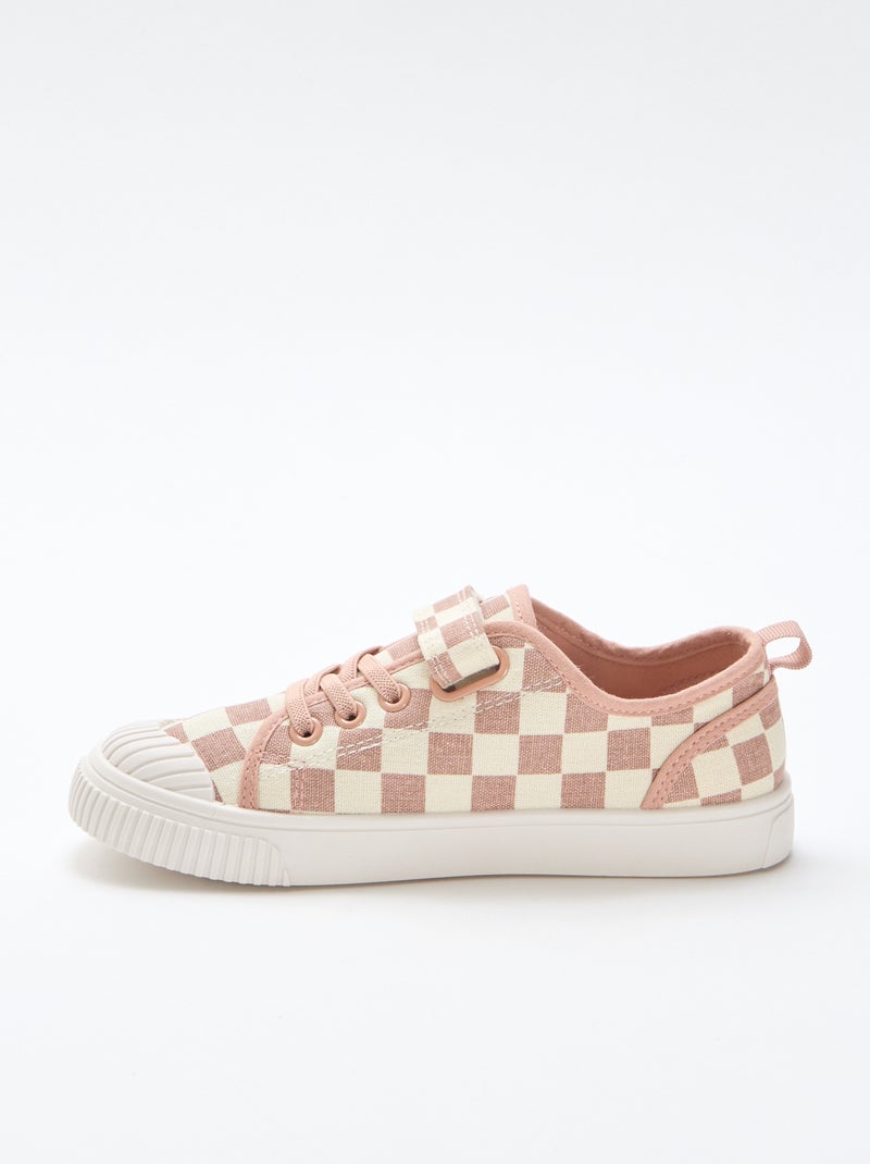 Sapatilhas de lona com estampado axadrezado Rosa - Kiabi