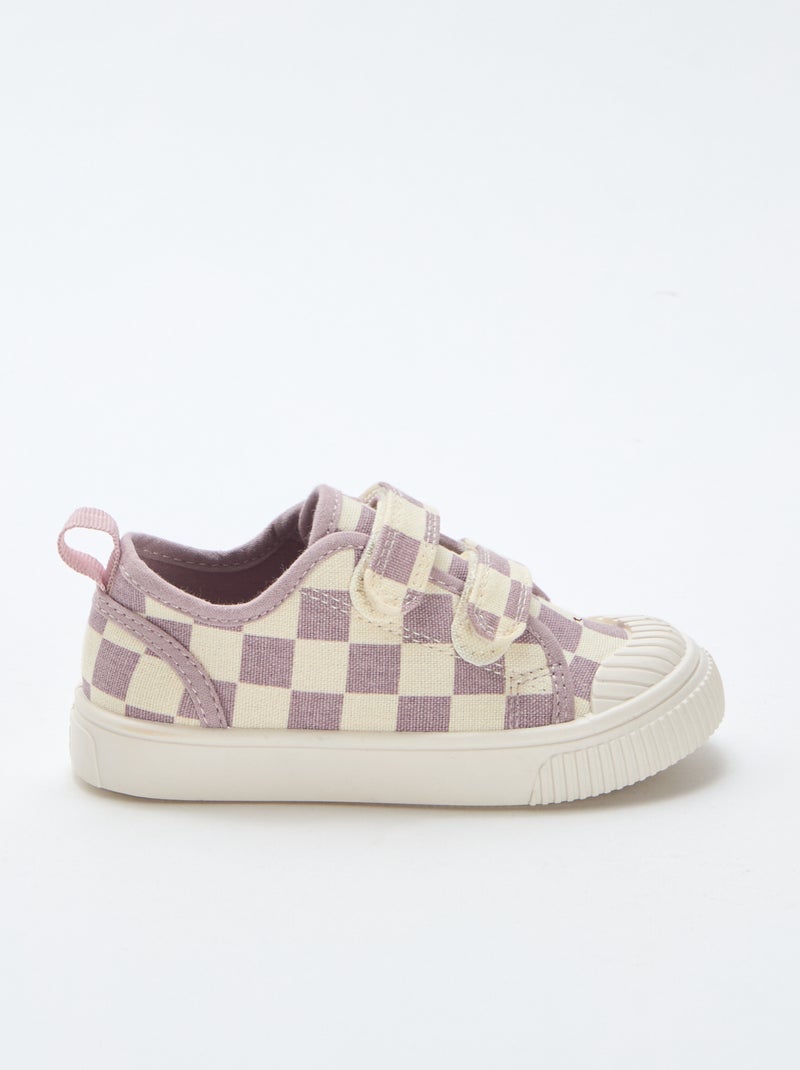 Sapatilhas de lona com estampado axadrezado Violeta - Kiabi