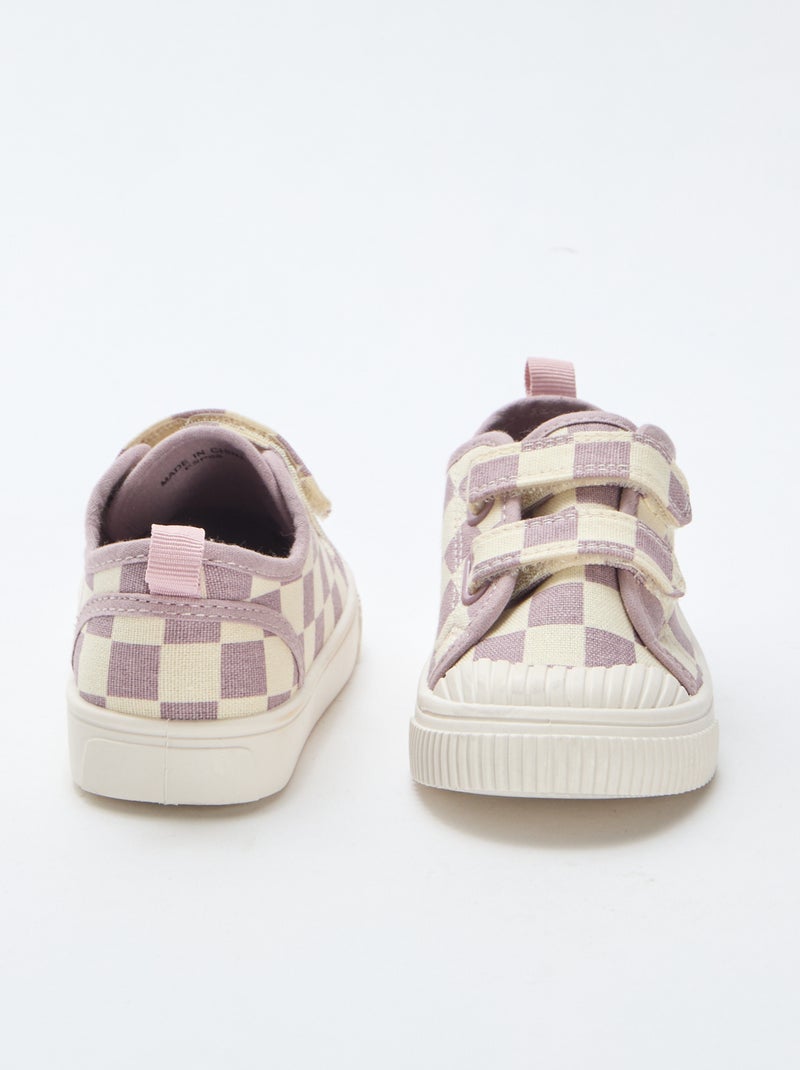 Sapatilhas de lona com estampado axadrezado Violeta - Kiabi