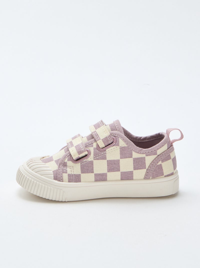 Sapatilhas de lona com estampado axadrezado Violeta - Kiabi