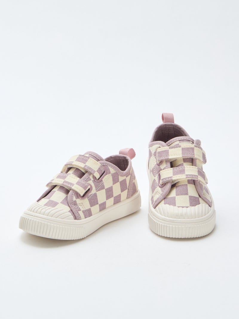 Sapatilhas de lona com estampado axadrezado Violeta - Kiabi