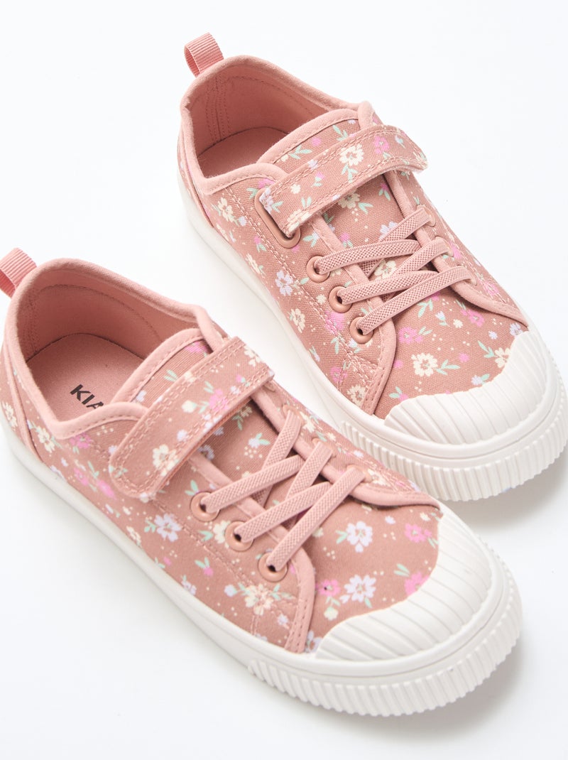 Sapatilhas de lona com estampado de xadrez Rosa - Kiabi
