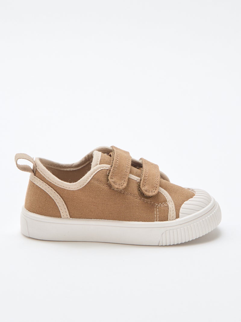 Sapatilhas de lona com velcro Castanho - Kiabi