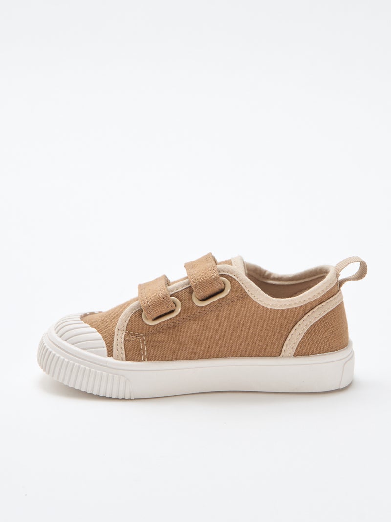 Sapatilhas de lona com velcro Castanho - Kiabi