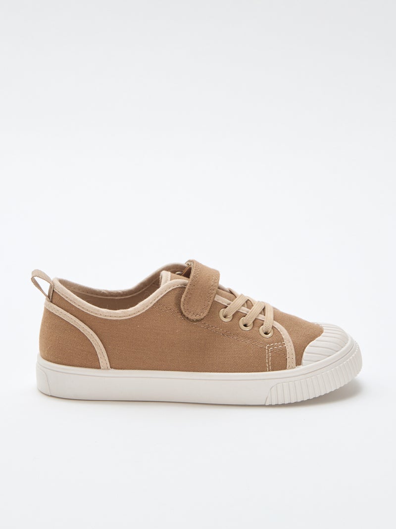 Sapatilhas de lona com velcro Castanho - Kiabi