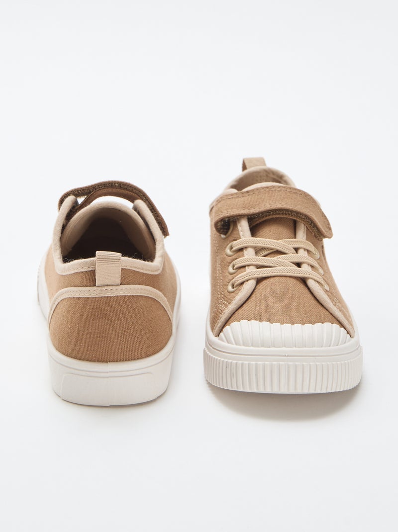 Sapatilhas de lona com velcro Castanho - Kiabi
