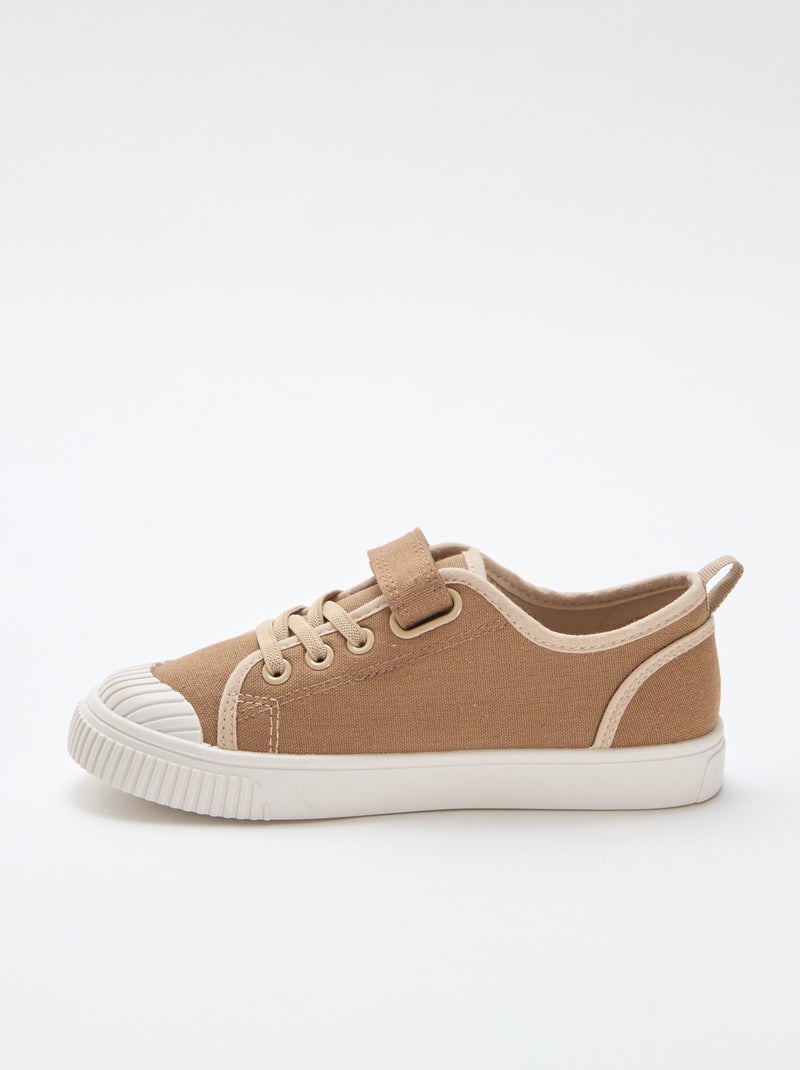 Sapatilhas de lona com velcro Castanho - Kiabi