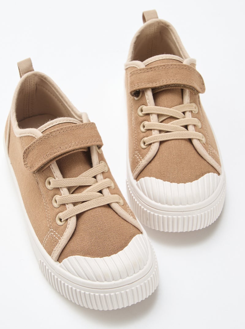 Sapatilhas de lona com velcro Castanho - Kiabi