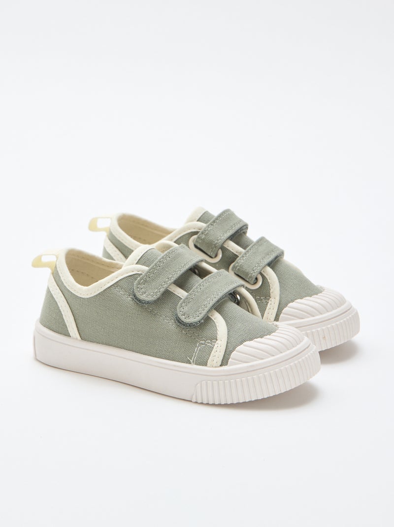Sapatilhas de lona com velcro Verde - Kiabi