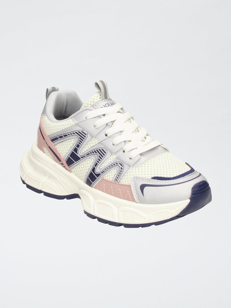 Sapatilhas de running em malha tricolor Bege - Kiabi