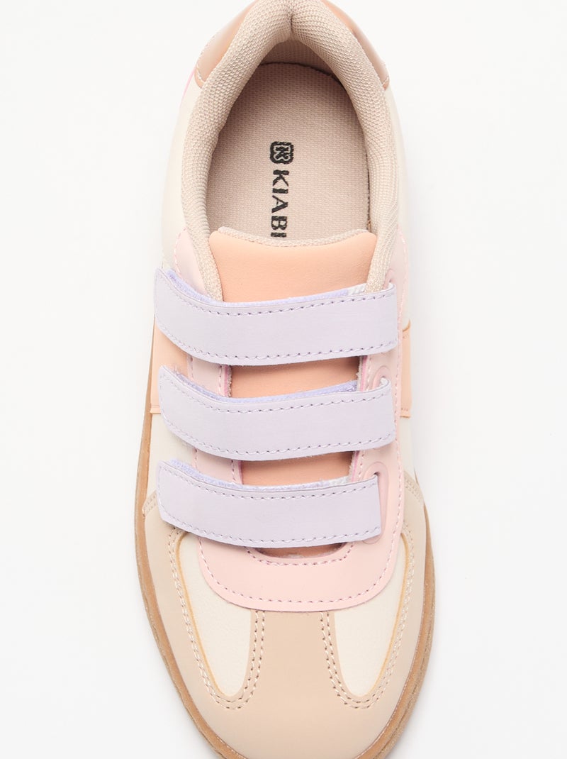Sapatilhas de velcro multicoloridas Bege - Kiabi