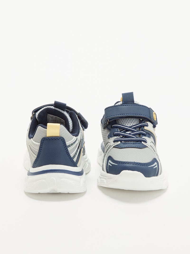 Sapatilhas desportivas com tiras aderentes e atacadores elásticos Azul - Kiabi