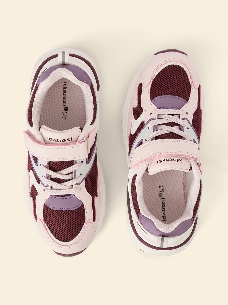 Sapatilhas desportivas multicolores com fecho de velcro (Ekstract) Rosa - Kiabi