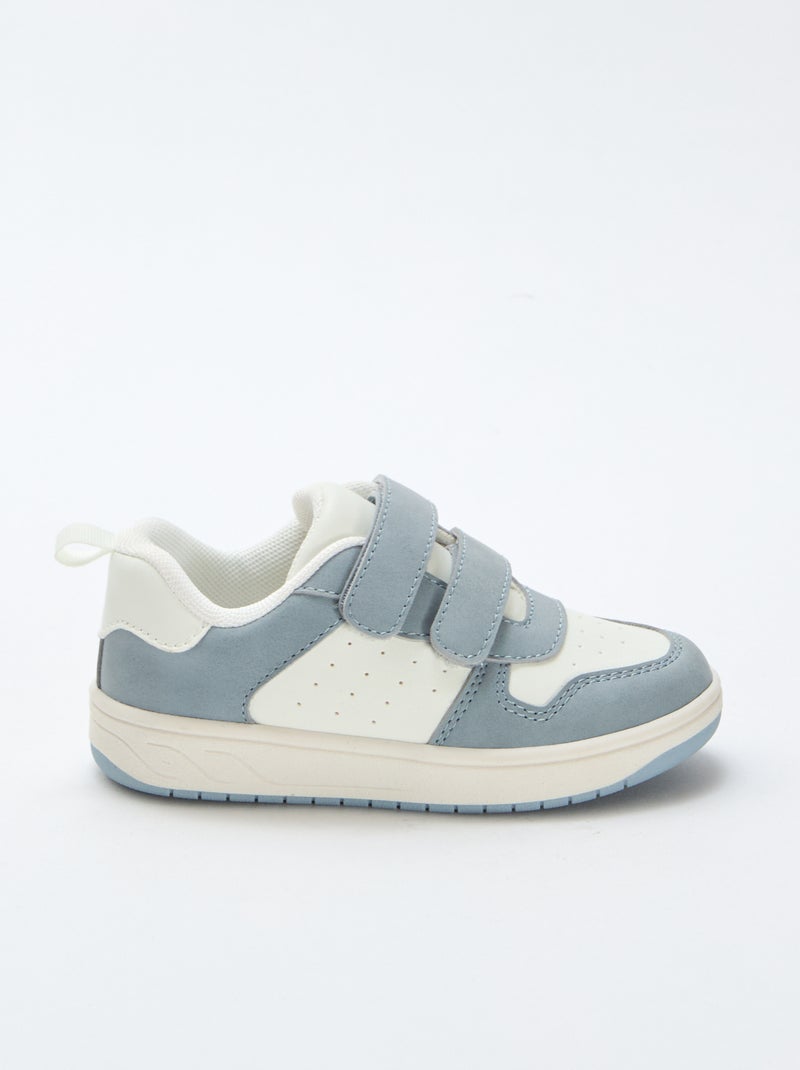 Sapatilhas em material sintético com 2 velcros Azul - Kiabi