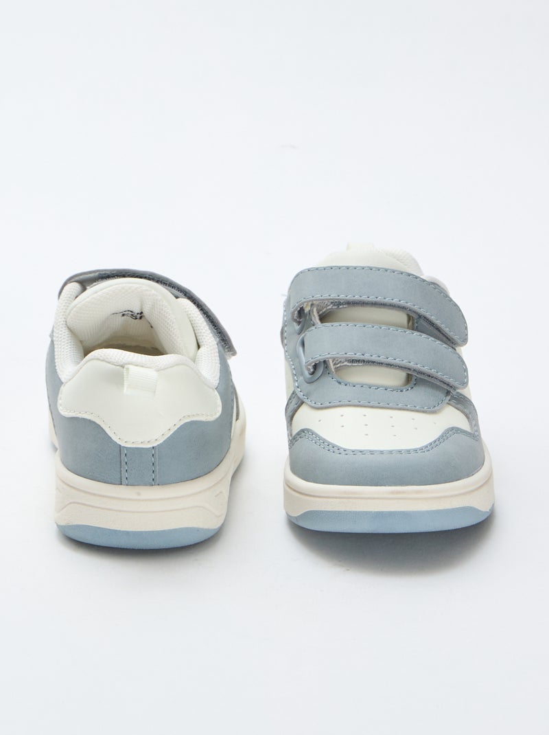 Sapatilhas em material sintético com 2 velcros Azul - Kiabi