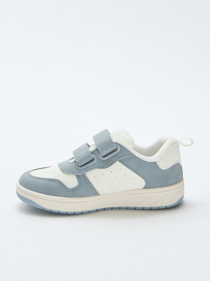 Sapatilhas em material sintético com 2 velcros Azul - Kiabi