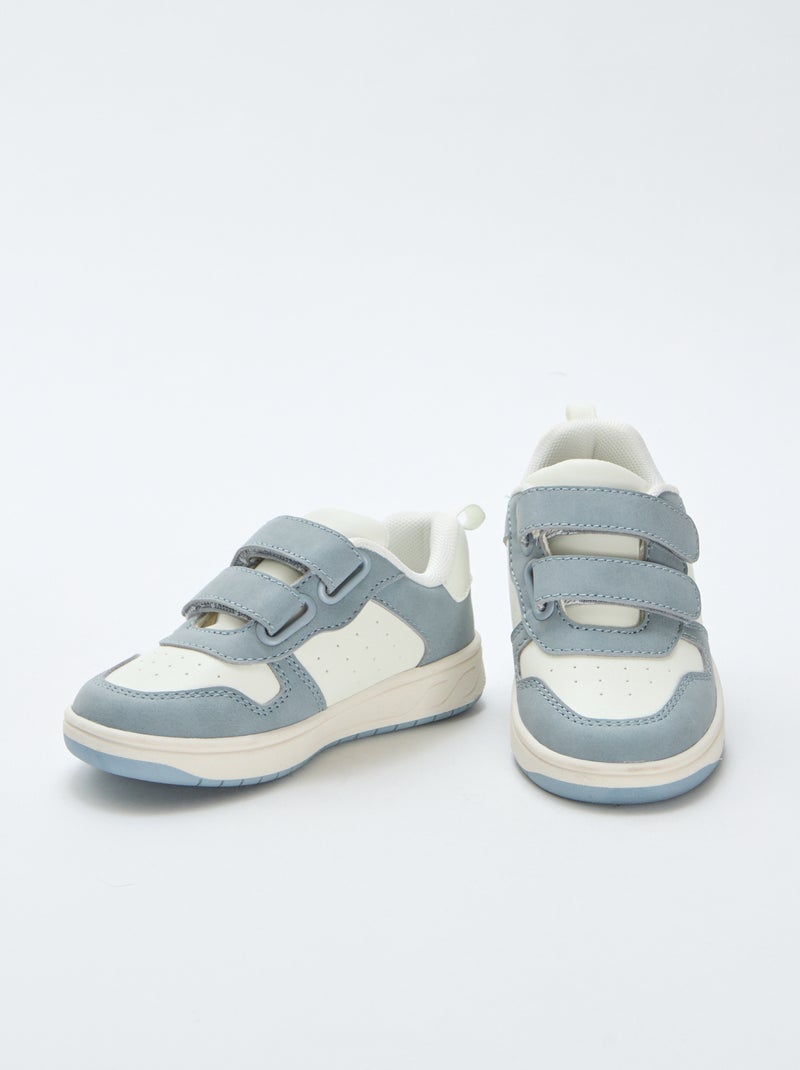 Sapatilhas em material sintético com 2 velcros Azul - Kiabi