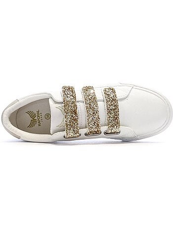Sapatilhas kaporal tippyk para mulher branco/dourado