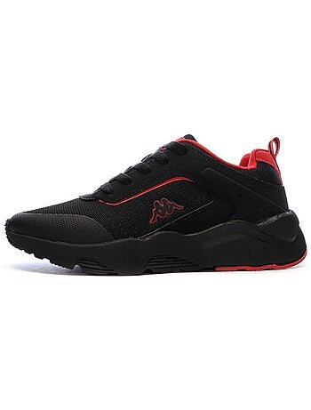 Sapatilhas kappa safir 2s para menino pretas/vermelhas com logótipo