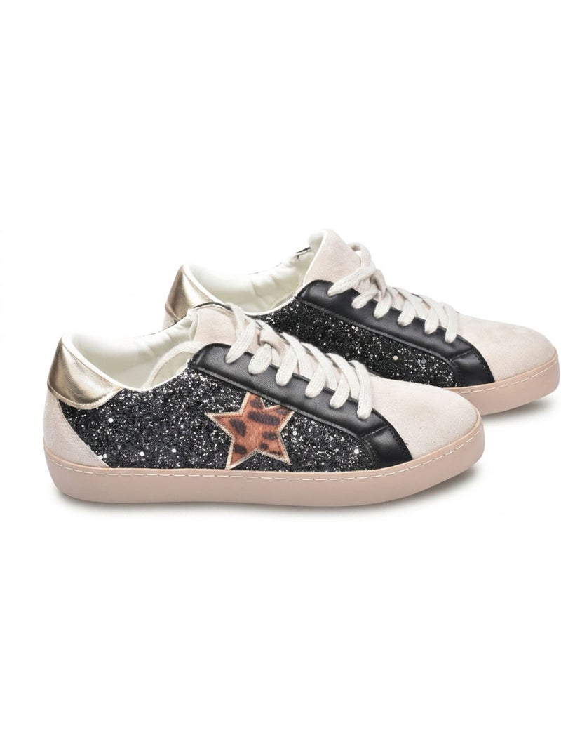 Sapatilhas Mulher Estrela Glitter Plataforma OZABI MMXXIV Preto - Kiabi