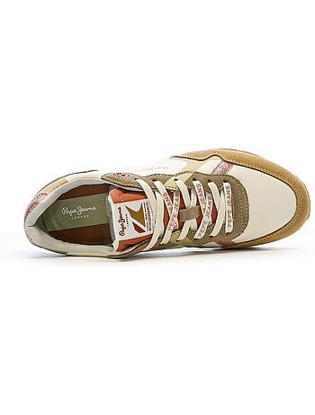 Sapatilhas Pepe Jeans Brit Print para Mulher em Cru/Camel
