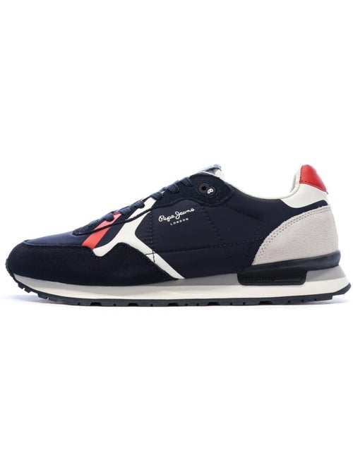 Sapatilhas pepe jeans brit road m para homem azul-marinho/vermelho - Kiabi