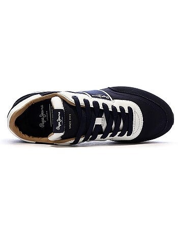 Sapatilhas pepe jeans buster para homem brancas e azul-marinho