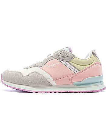 Sapatilhas pepe jeans london para mulher em cinzento, rosa e amarelo