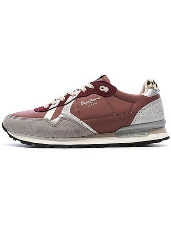 Sapatilhas pepe jeans marlon bordeaux/gris para mulher