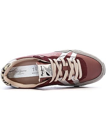 Sapatilhas pepe jeans marlon bordeaux/gris para mulher