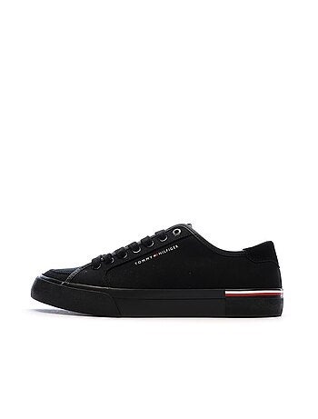 Sapatilhas pretas masculinas tommy hilfiger core corporate vulcs