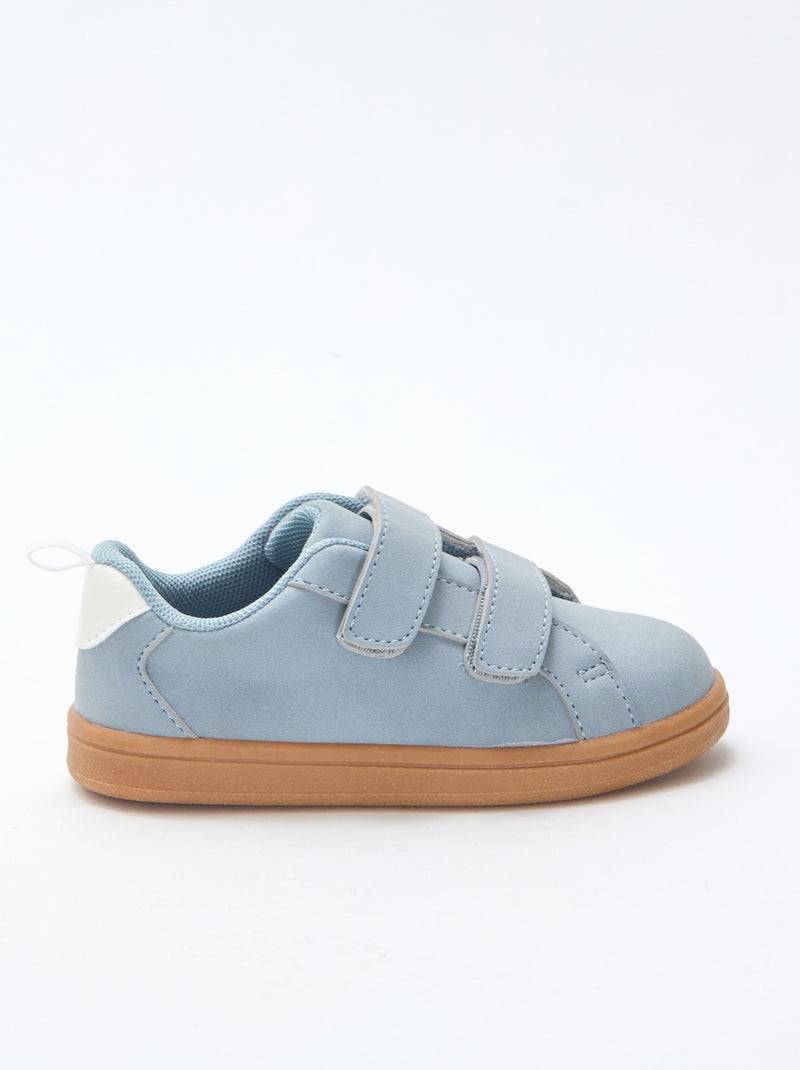 Sapatilhas rasas com velcro em camurça bicolor Azul - Kiabi