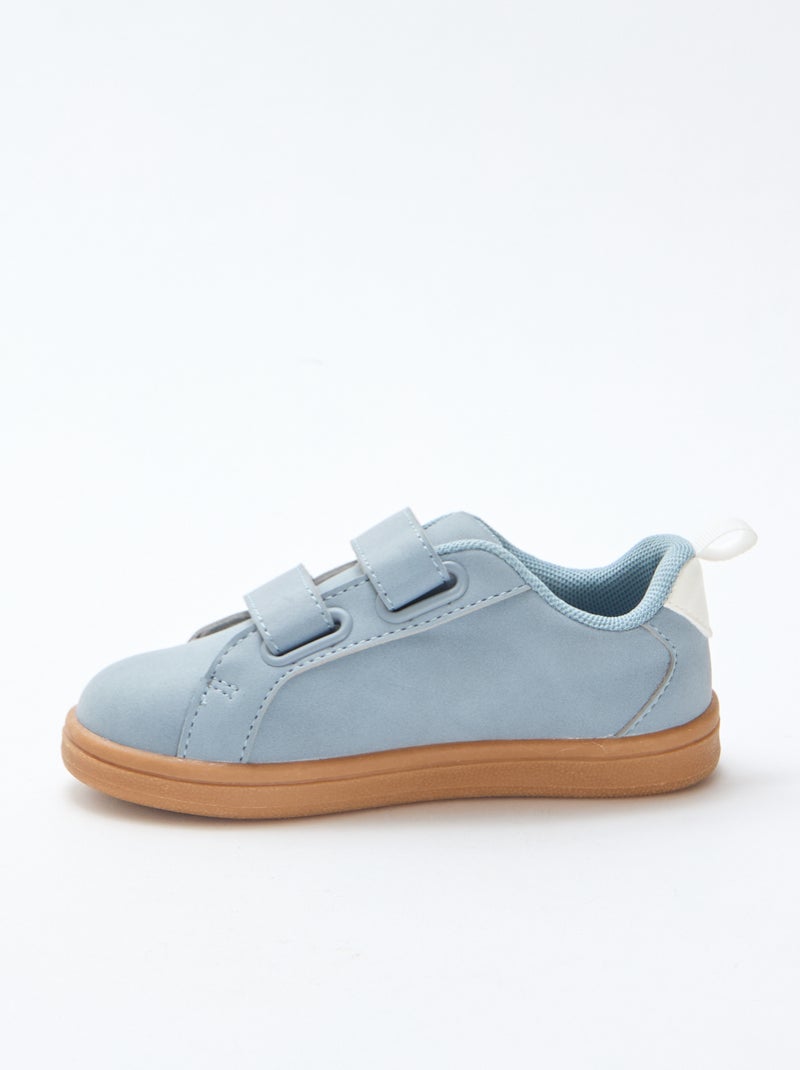 Sapatilhas rasas com velcro em camurça bicolor Azul - Kiabi