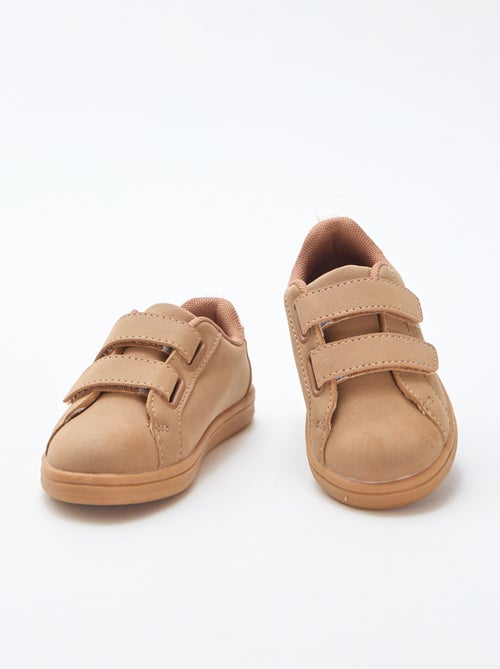 Sapatilhas rasas com velcro em camurça bicolor - Kiabi