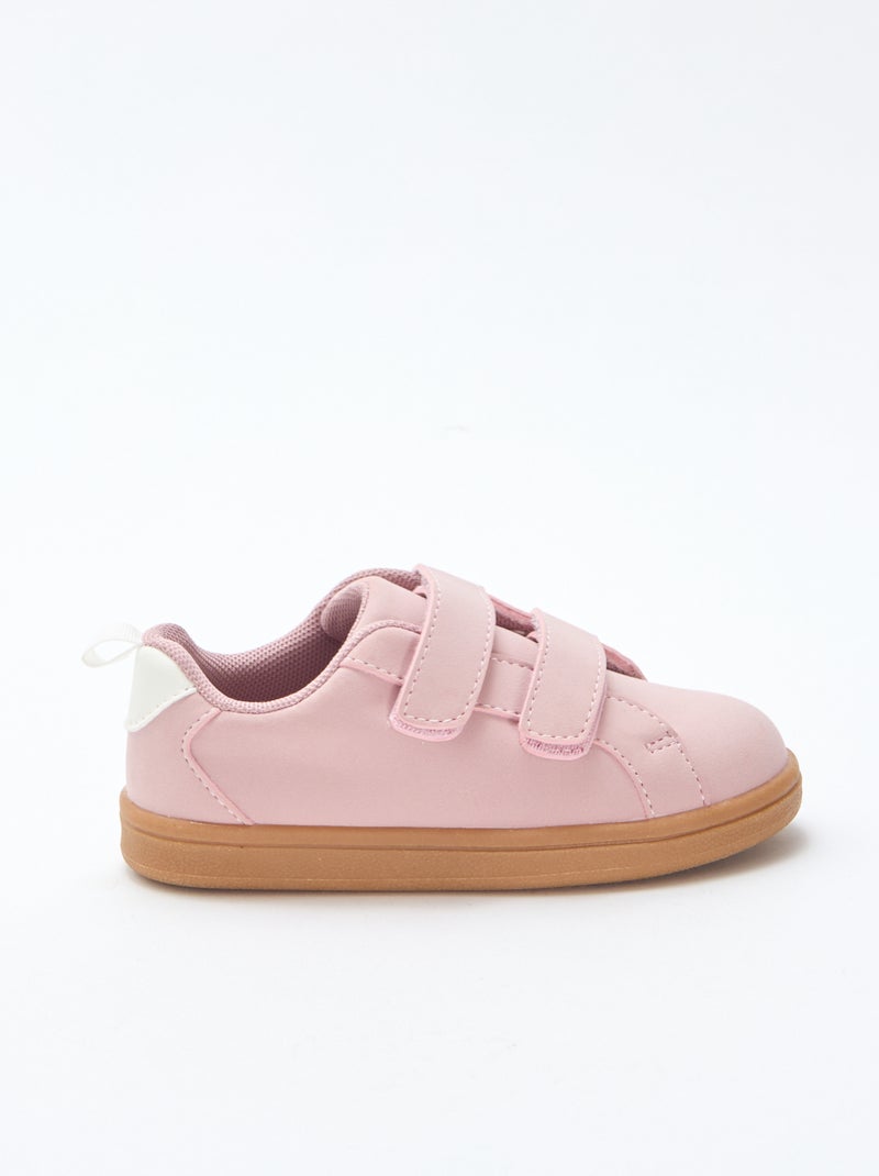Sapatilhas rasas com velcro em camurça bicolor Rosa - Kiabi