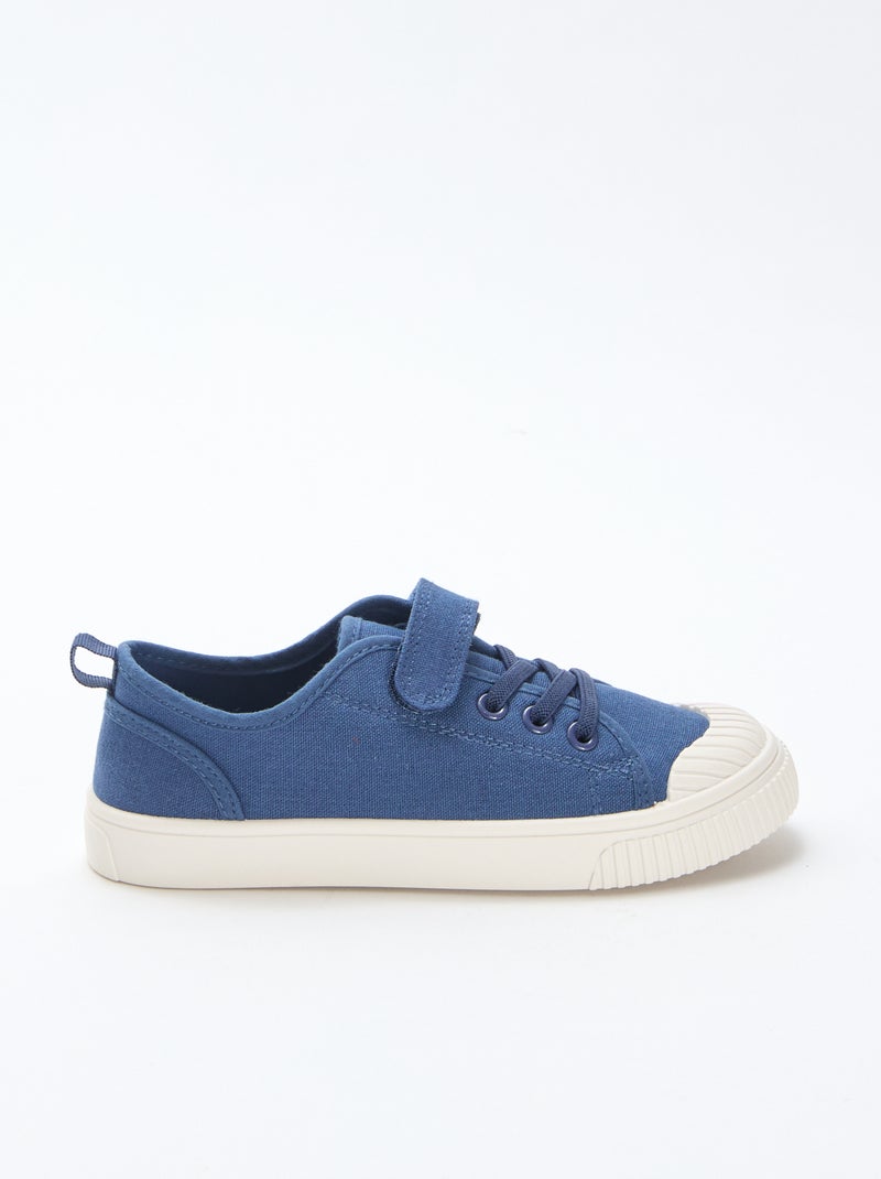 Sapatilhas rasas de lona com velcro Azul - Kiabi