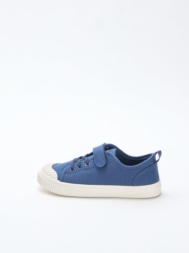 Sapatilhas rasas de lona com velcro Azul - Kiabi