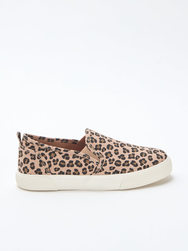 Sapatilhas slip-on com estampado de leopardo Castanho - Kiabi